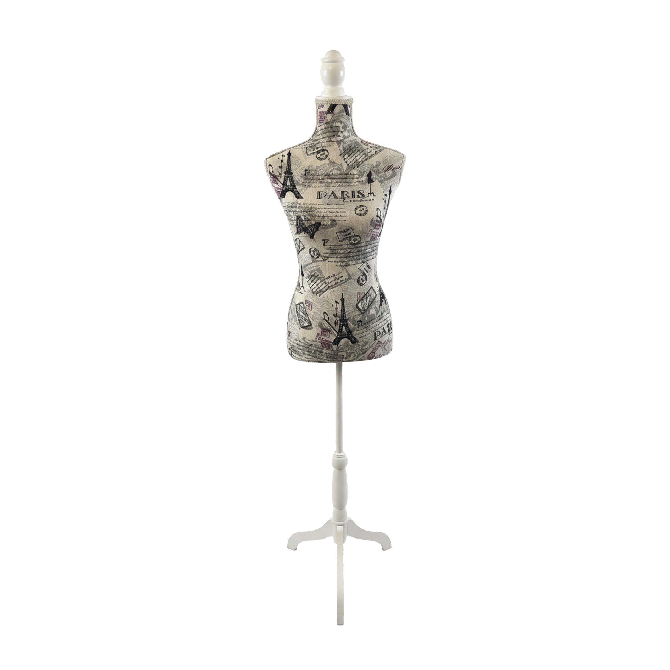 Mannequin de Couture Relaxdays, Femme, T36/38, réglable 130–167 cm, Design Paris, Pied en Bois, Multicolore