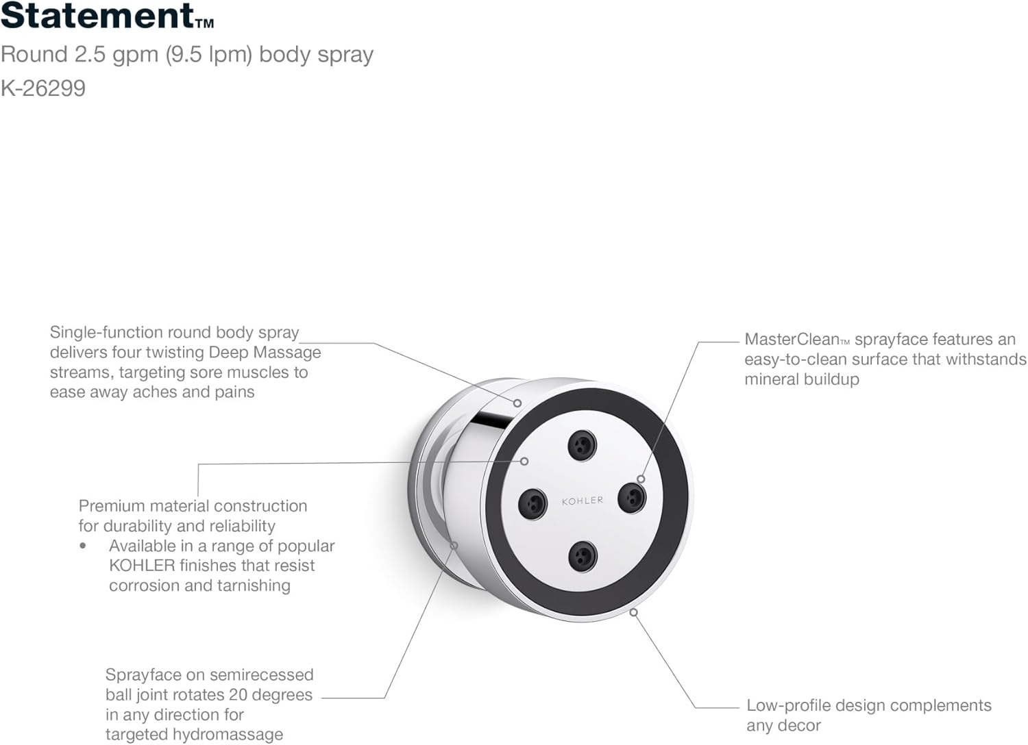 Statement Round Single-Function Body Spray 2.5 Gpm