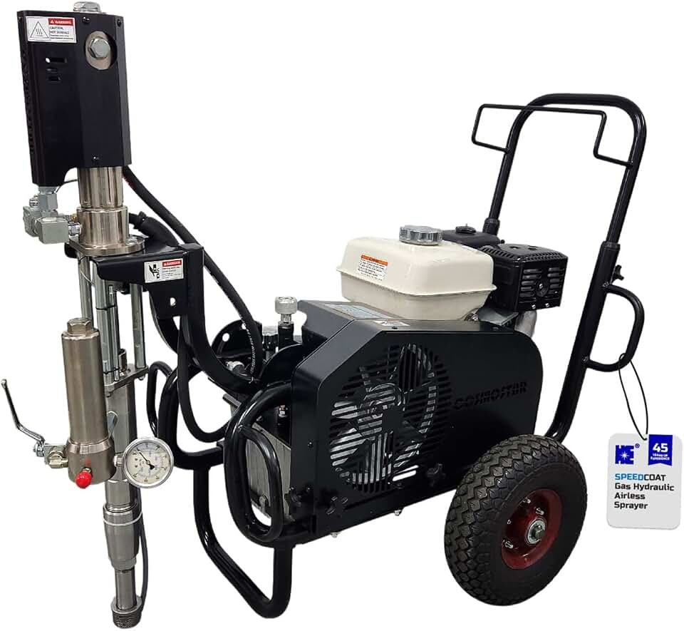 Cosmostar SpeedCoat GX1192 Hydraulic Airless Sprayer – 3600 PSI, 3.68 GPM, Cart Mount with Spray Gun and 50 ft Hose