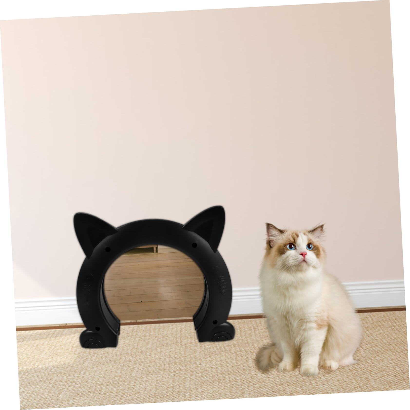 Gatuida Katzenklappe Innen Tür Katzenform Kunststoff Haustiertür Schwarz Einfache Installation Vielseitig für Katzen Kleine Hunde Sicher und Leicht zu Reinigen