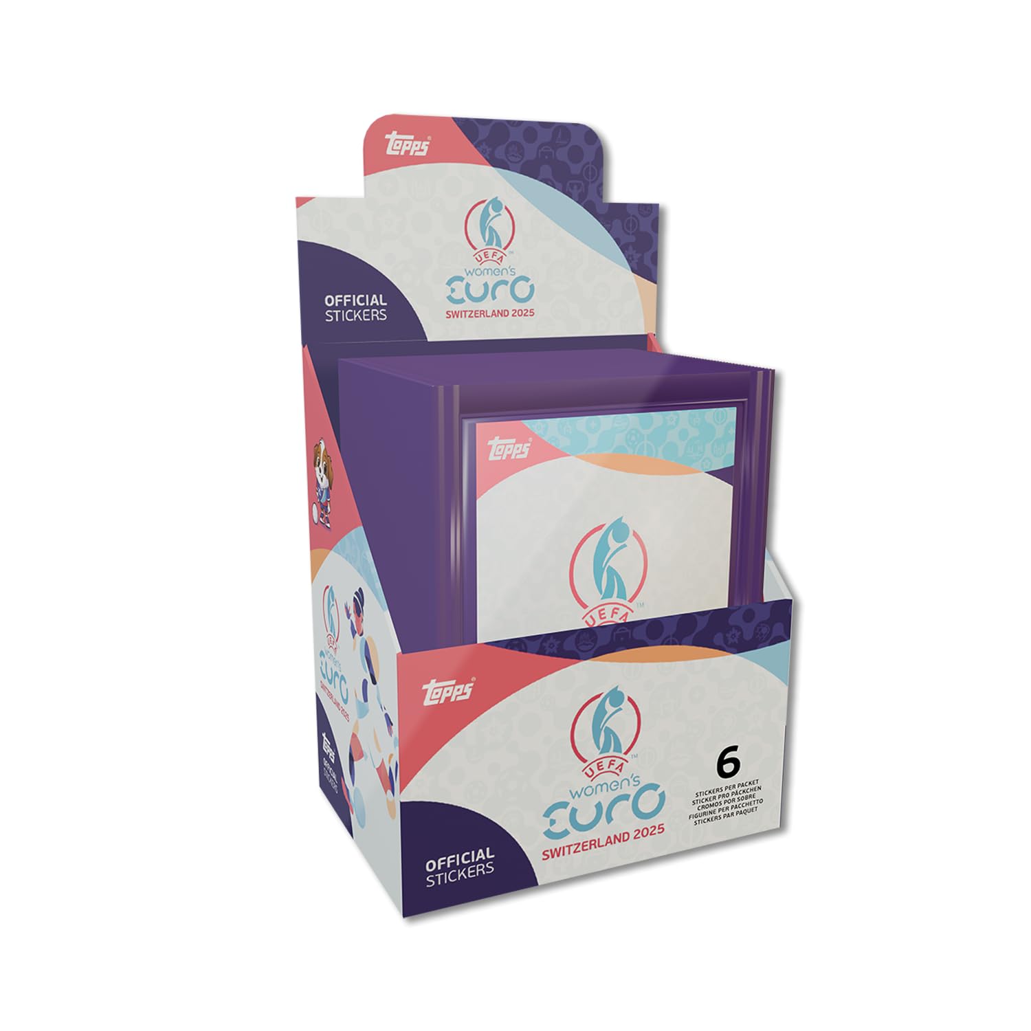 Topps Official Women's Euros 2025 Sticker Collection - Full Box - 50 Women's Euros Sticker Packs per Box (300 Stickers)