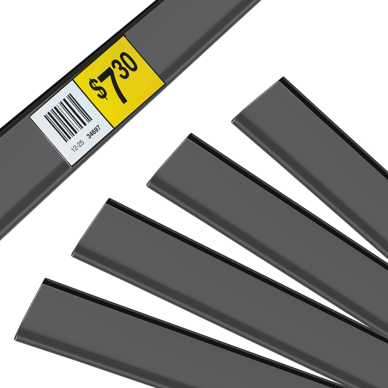Photo 1 of 25 Pack 47.2 * 1.2inch Label Holder Strips Tag Label Holders Shelf Label Strips Plastic Adhesive Back Price Tag Strip for Supermarkets Shops Convenience Stores