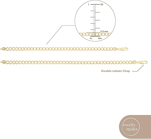 Miniatura 5 de Jewelry Atelier Colección de pulseras de cadena rellenas de oro Pulseras de cadena de eslabones cubanos de Miami con relleno de oro amarillo macizo