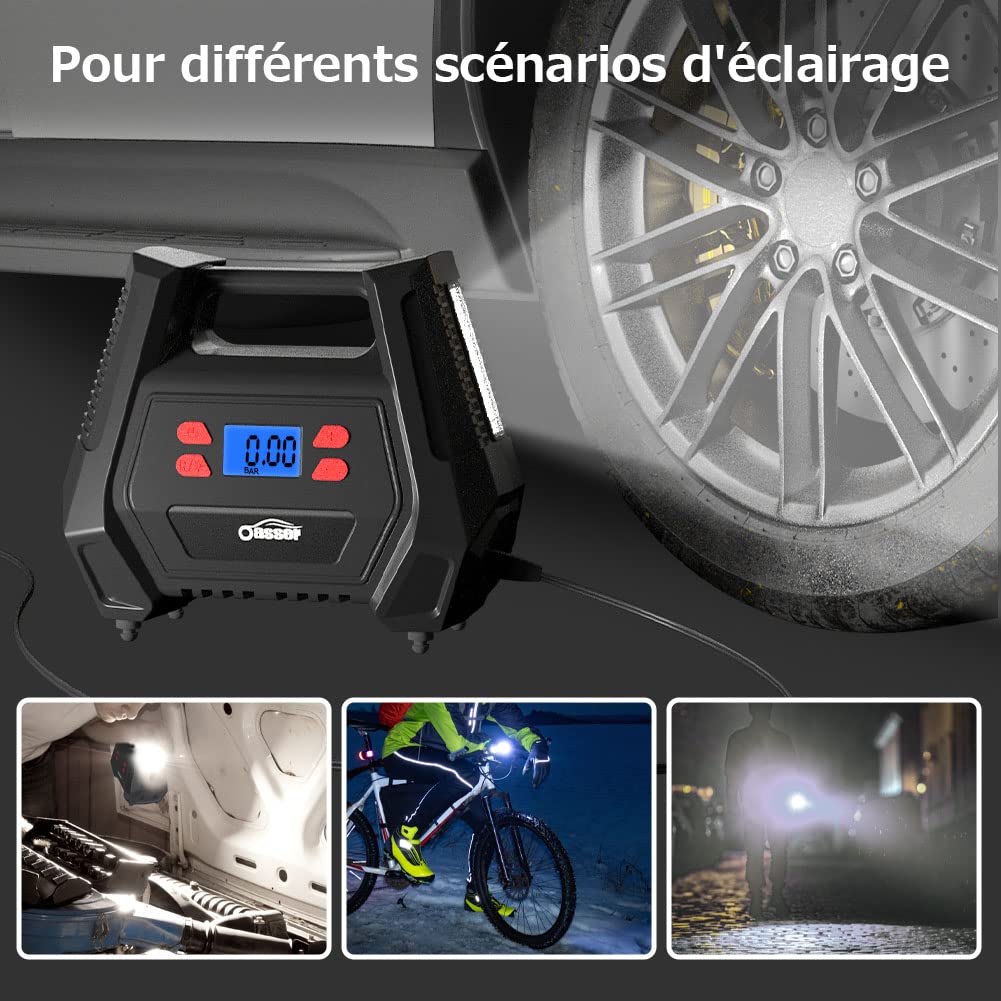 Oasser Compresseur Voiture Compresseur à Air Portatif 12v 220V Gonfleur Pneus Voiture AC/DC Double Alimentation Maison ou Allume-Cigare 150PSI pour Voitures Motos Vélos Balles