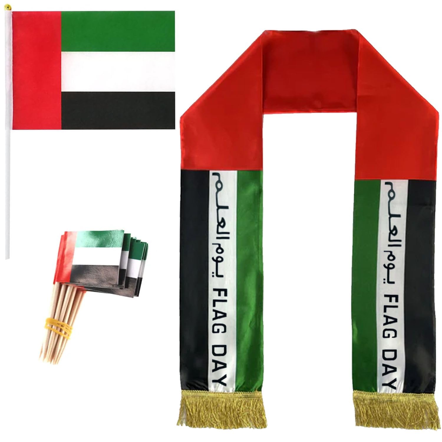 Home SmartUAE National Day Scarf with Flag for Childrens and Adults UAE National Day Celebration Festive Event Popular Scarf and Flags