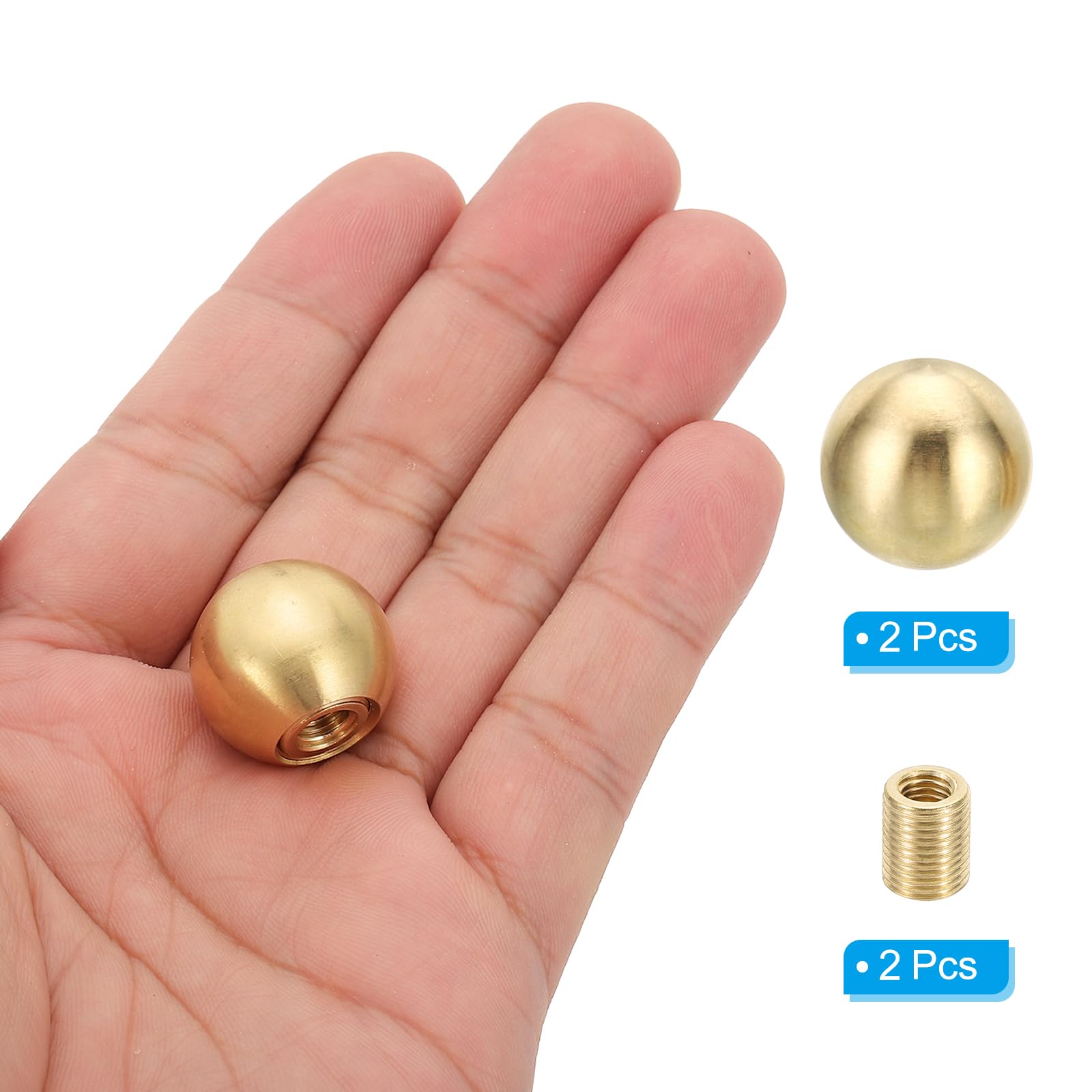PATIKIL 20mm Pomelli Sfera per Lampade, 1 Set Dadi a Testa Bombata Ottone Massiccio per Paralume, con Adattatore Riduzione Ottone per Lampade Tavolo e Terra