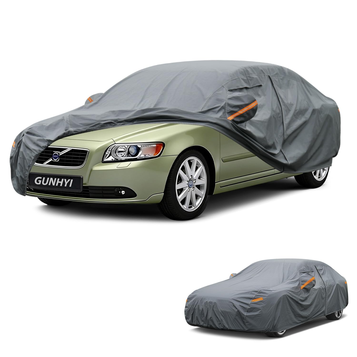 GUNHYI Premium Car Cover Custom Fit Volvo S40, 16 Layers Heavy Duty Car Cover Waterproof All Weather with Zipper Door for Sun Rain Snow Dust Uv Protection