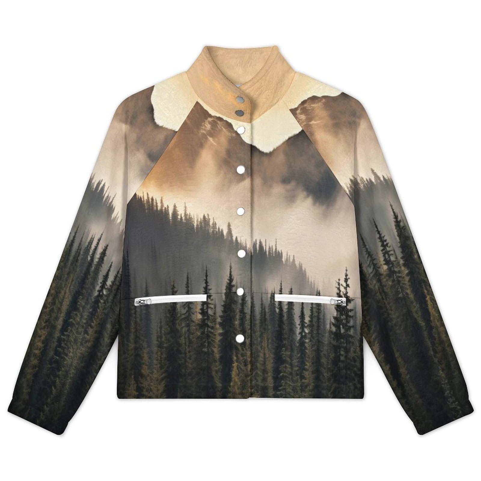 OFFSUM Veste Polaire Pour Femme - Forêt De Montagne Veste Décontractée À Poches, Cardigan Chaud D'Automne Et D'Hiver Pour Les Activités De Plein Air, Haut Doux Et Confortable