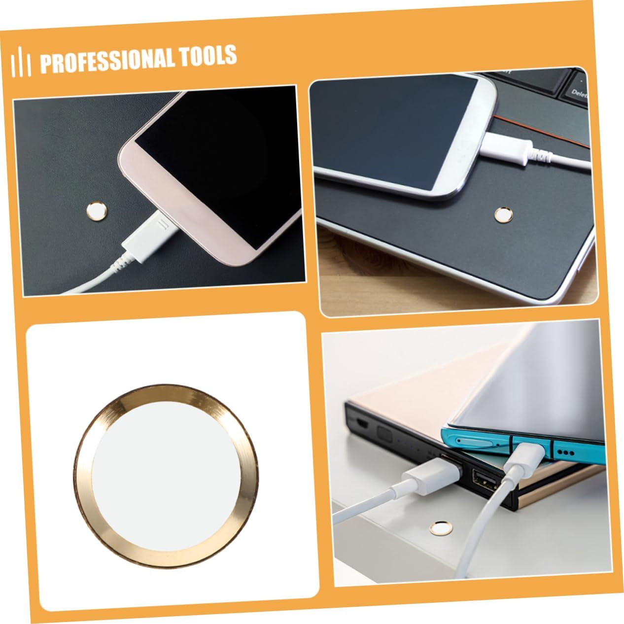 10pcs Fingerprint Identification Sticker Polymer Materials Mobile Phone Home Sticker Phone Home Button Skin Home Button Protectors Copper