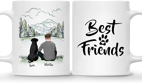 Vista 11 de GOSSBY Taza personalizada (2 perros), taza personalizada para papá y perro, regalo para los amantes de los perros, taza de café del padre del perro