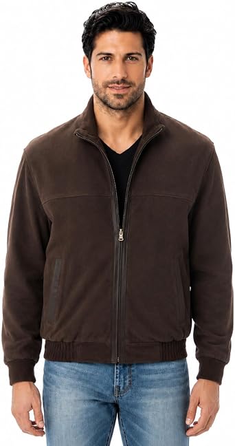 REED Quello Men's Light Weight Water Resistant Suede Leather Waist Jacket