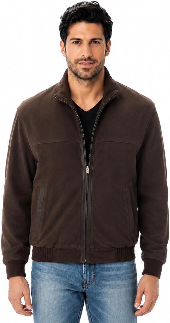 REED Quello Men's Light Weight Water Resistant Suede Leather Waist Jacket