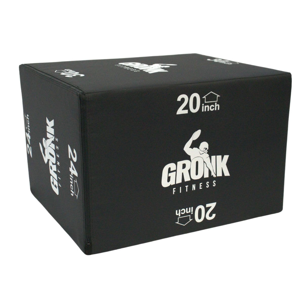 Gronk Fitness 3-in-1 Foam Plyometric Box | Soft Padded Jump Box for Home Gym or Cross-Training | Anti-Slip Surface | Anti-Tip Weighted Base | 20/24/30 Inch Heights | 58 lb Stability Plyo Box