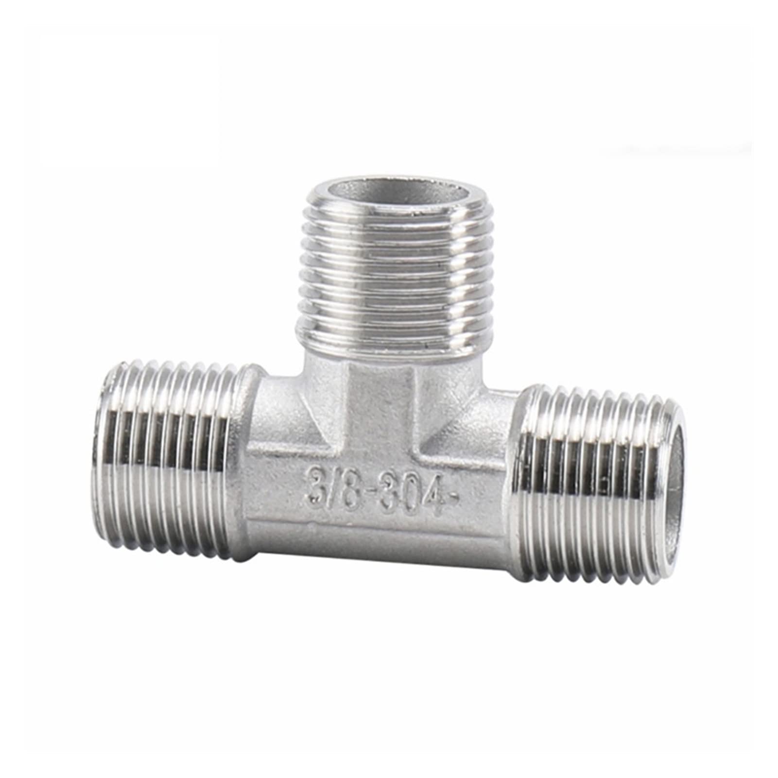 HMTE Macho+Hembra+Macho Roscado 3 Vías tee T Tubería 1/4" 3/8” 1/2" 3/4" 1" 2" BSP Roscado SS304 Acero Inoxidable Multifunción (Color : 7, Rosca Especificación : DN10) (8 DN40)