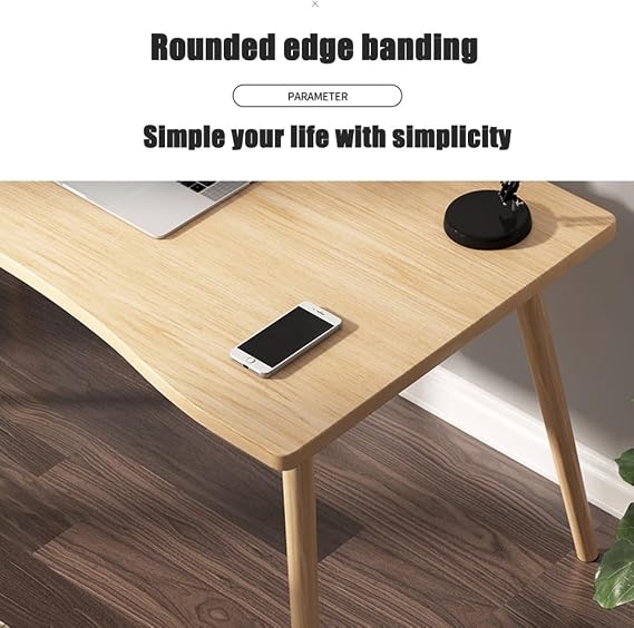 Wooden Computer Desk Notebook Desk Modern Simple Style Study Desk Easy To Assemble Writing Workstation With Solid Wood Legs, Space-Saving For Home Office ( Color : White , Size : 100x60x72cm )