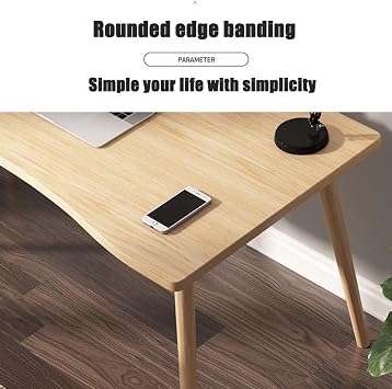 Wooden Computer Desk Notebook Desk Modern Simple Style Study Desk Easy To Assemble Writing Workstation With Solid Wood Legs, Space-Saving For Home Office ( Color : White , Size : 100x60x72cm )