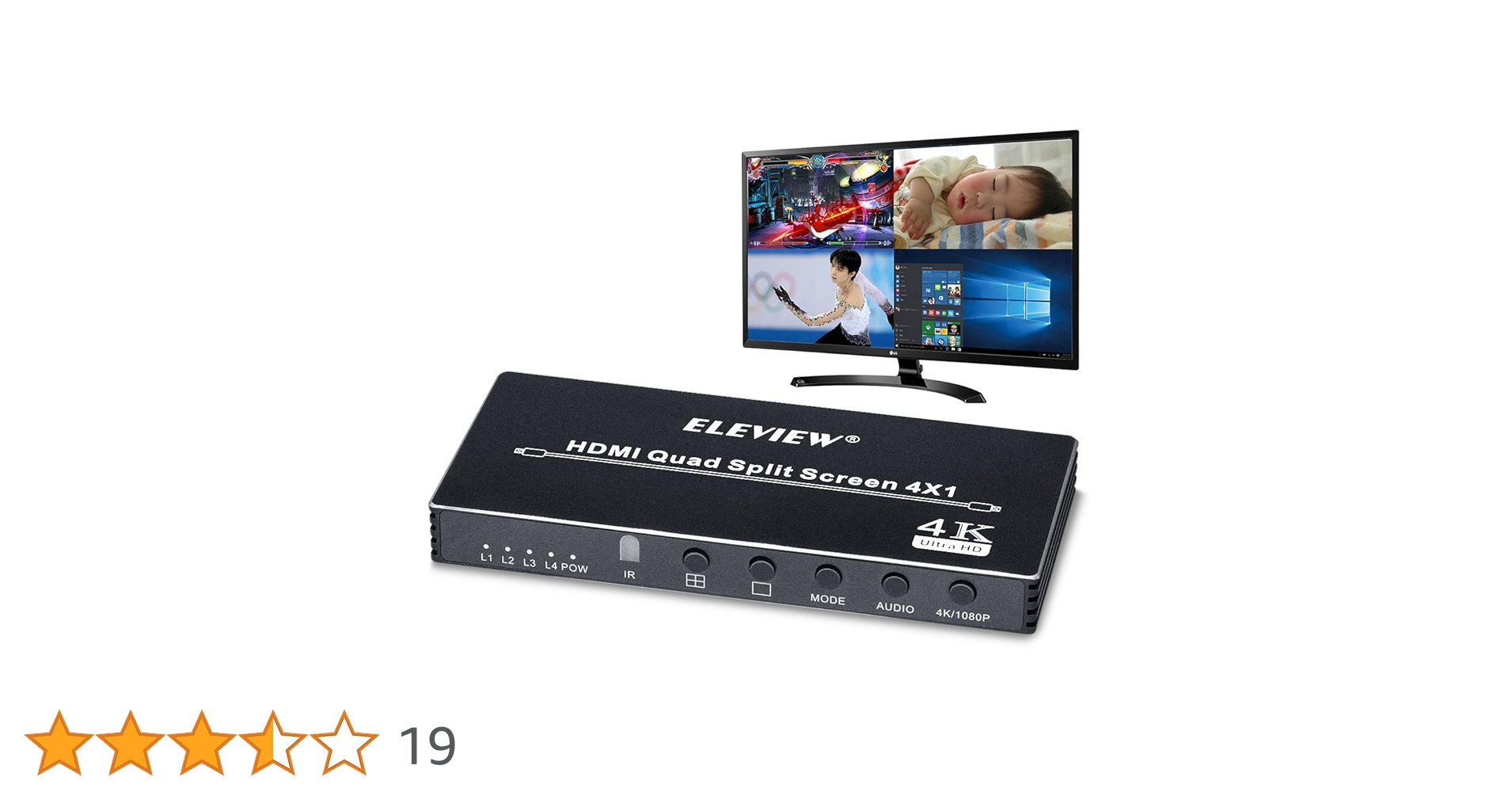 Amazon | ELEVIEW HDMI 画面分割切替器 マルチビューワー 4入力1