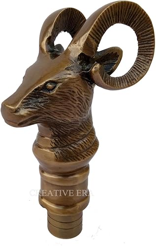 Miniatura 4 de Bastón de latón  Bastón de cabeza de cabra hecho a mano, bastón de madera de alta calidad, 36 pulgadas, diseño hecho a mano, bastón para hombres y