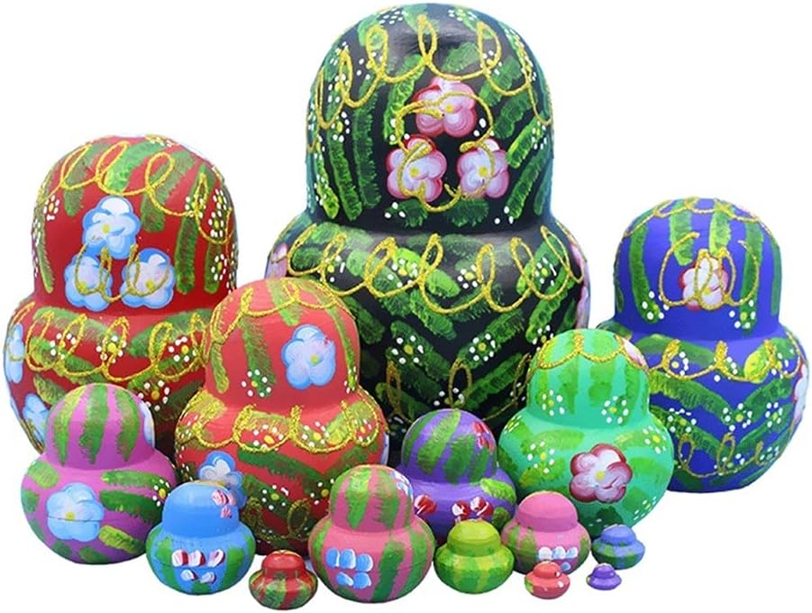 LWSX 15-Piece Matryoshka Cute Strawberry Pattern Russian Nesting Dolls Wooden Nesting Dolls Souvenir Desktop Accessories Birthday Gift (Color : A)