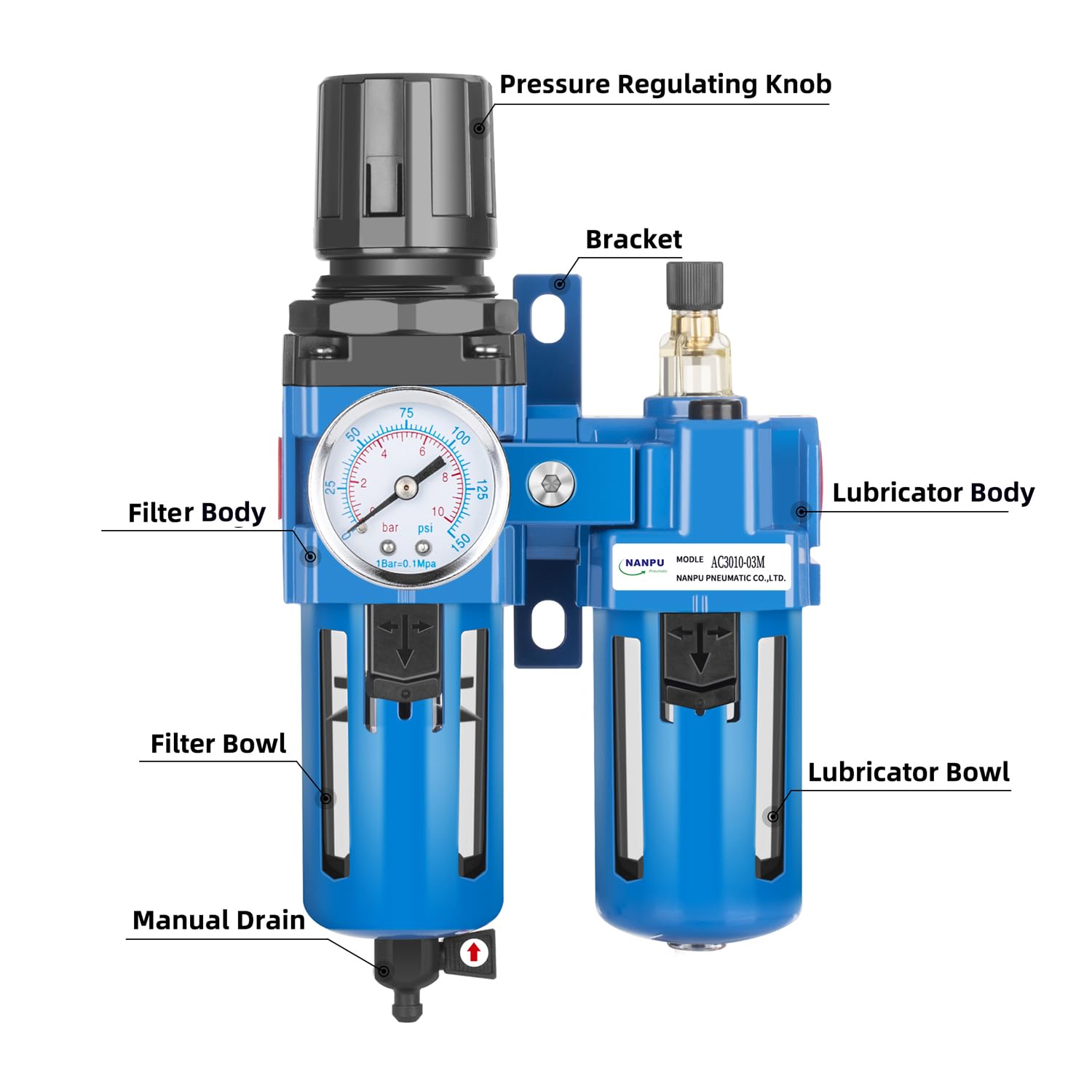 NANPU Air Filter Regulator Lubricator Combo -3