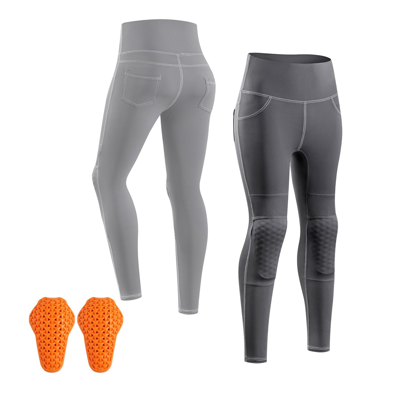 ARMAAN Damen-Motorrad-Leggings mit hohem Bund und herausnehmbaren CE-Knieprotektoren – Atmungsaktive Stretch-Fahrhose mit Cargotaschen für den Motorradsport
