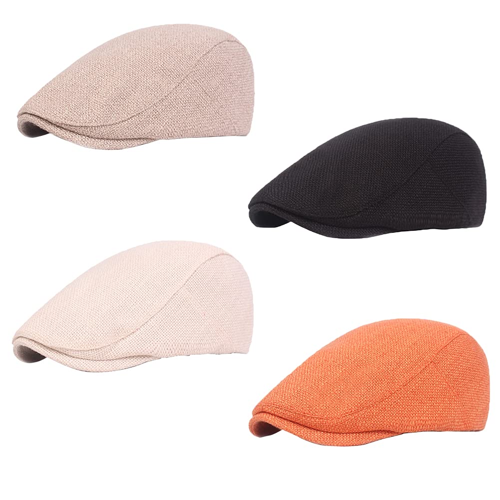 Gorra plana, sombrero de periódico, sombrero de lino vintage con pico, sombrero de periódico ajustable para viajes al aire libre, gorra de lino para hombre y mujer