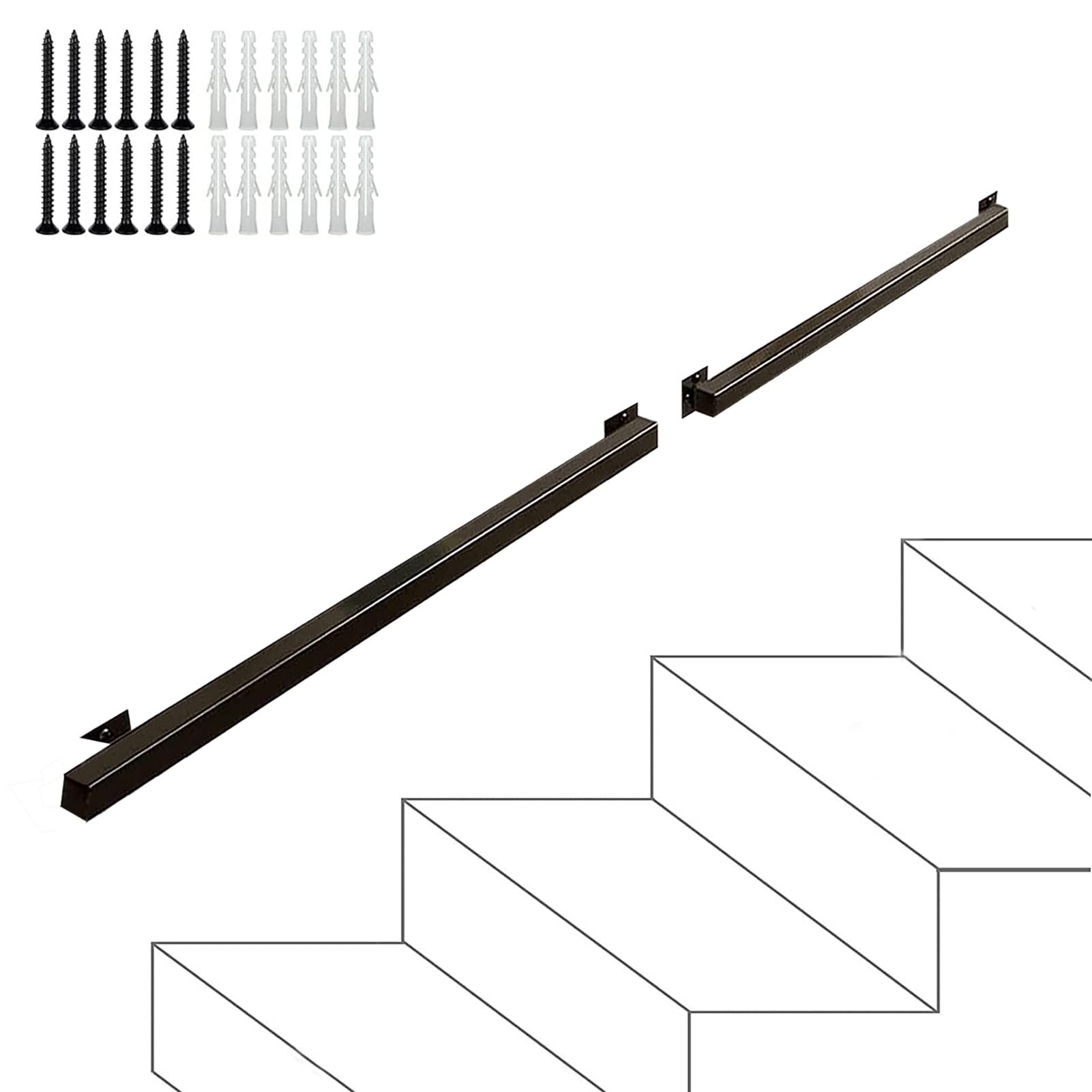 Garde-corps carré noir escalier 510 cm style industriel pour intérieur ou extérieur