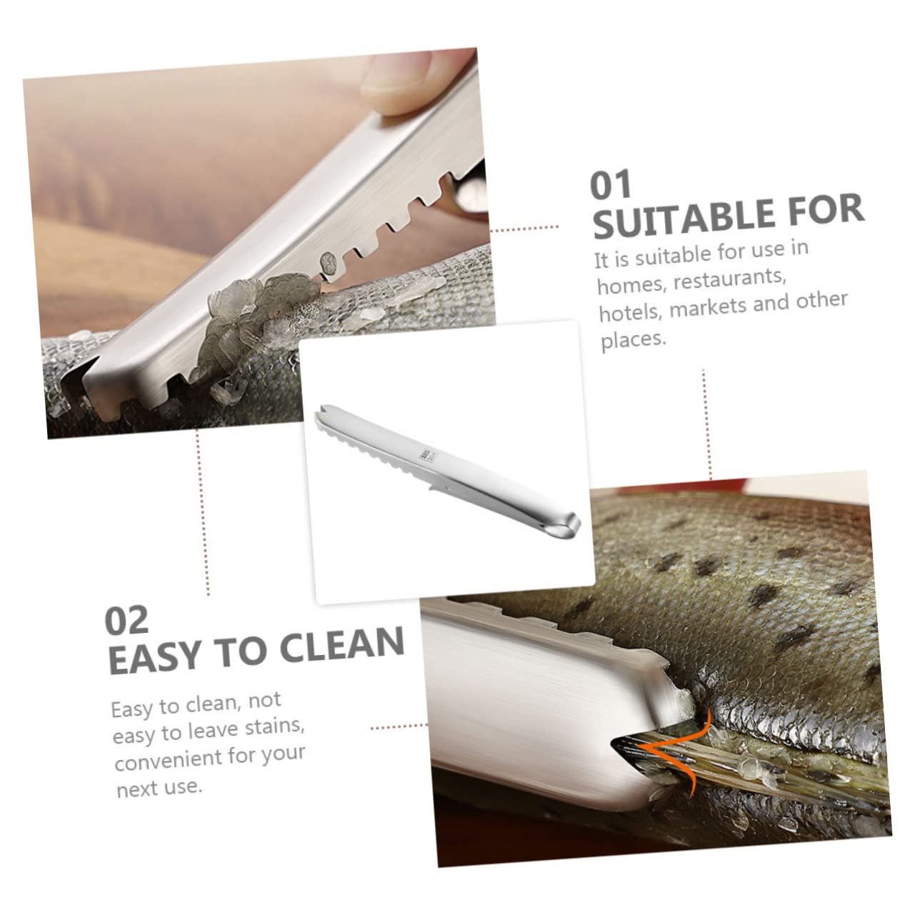 SOLUSTRE 1Pc Scraper Tool for Kitchen Comfortable Handle for Easy Use Restaurants and Markets Efficient Fish Skin Cleaning
