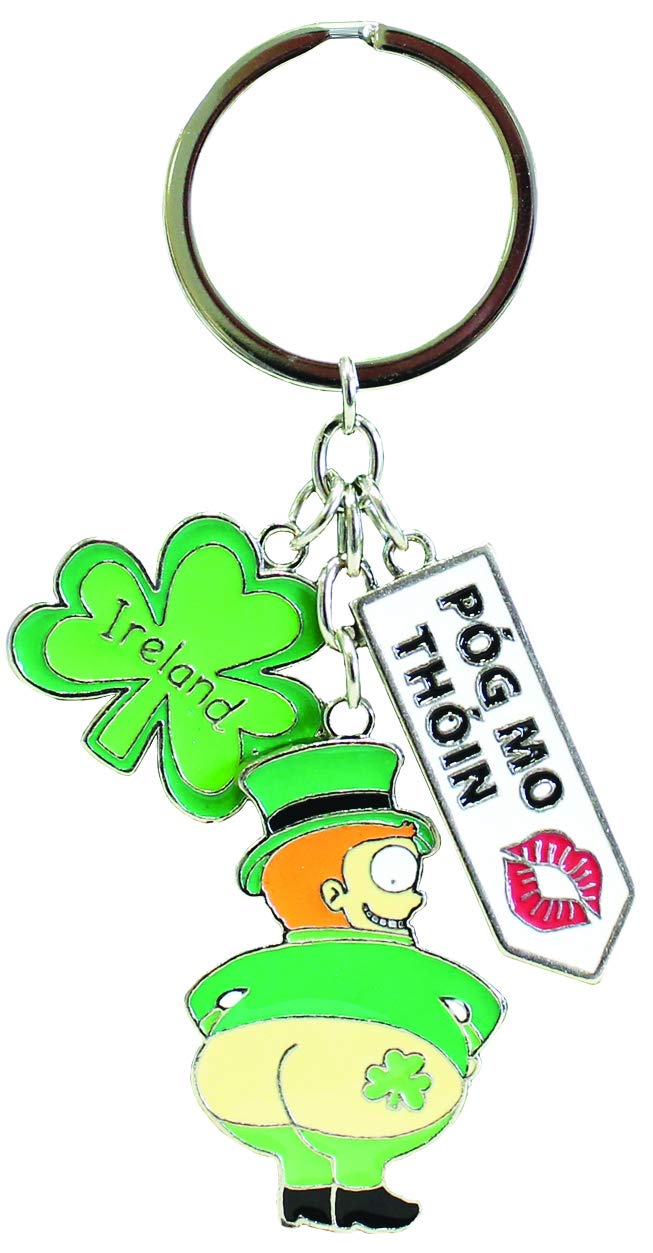 Irish Leprechaun Style Charm Keychain With Pog Mo Thoin Sign
