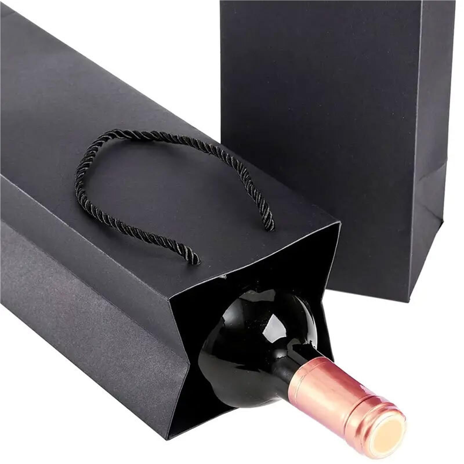 Weinbeutel für Flaschen, 6 Stück, Premium-Papier-Wein-Tragetaschen mit Kordel, vielseitig und stabil, Geschenk zur Aufbewahrung von Wein, dunkelblau, One Size, Ein Stil