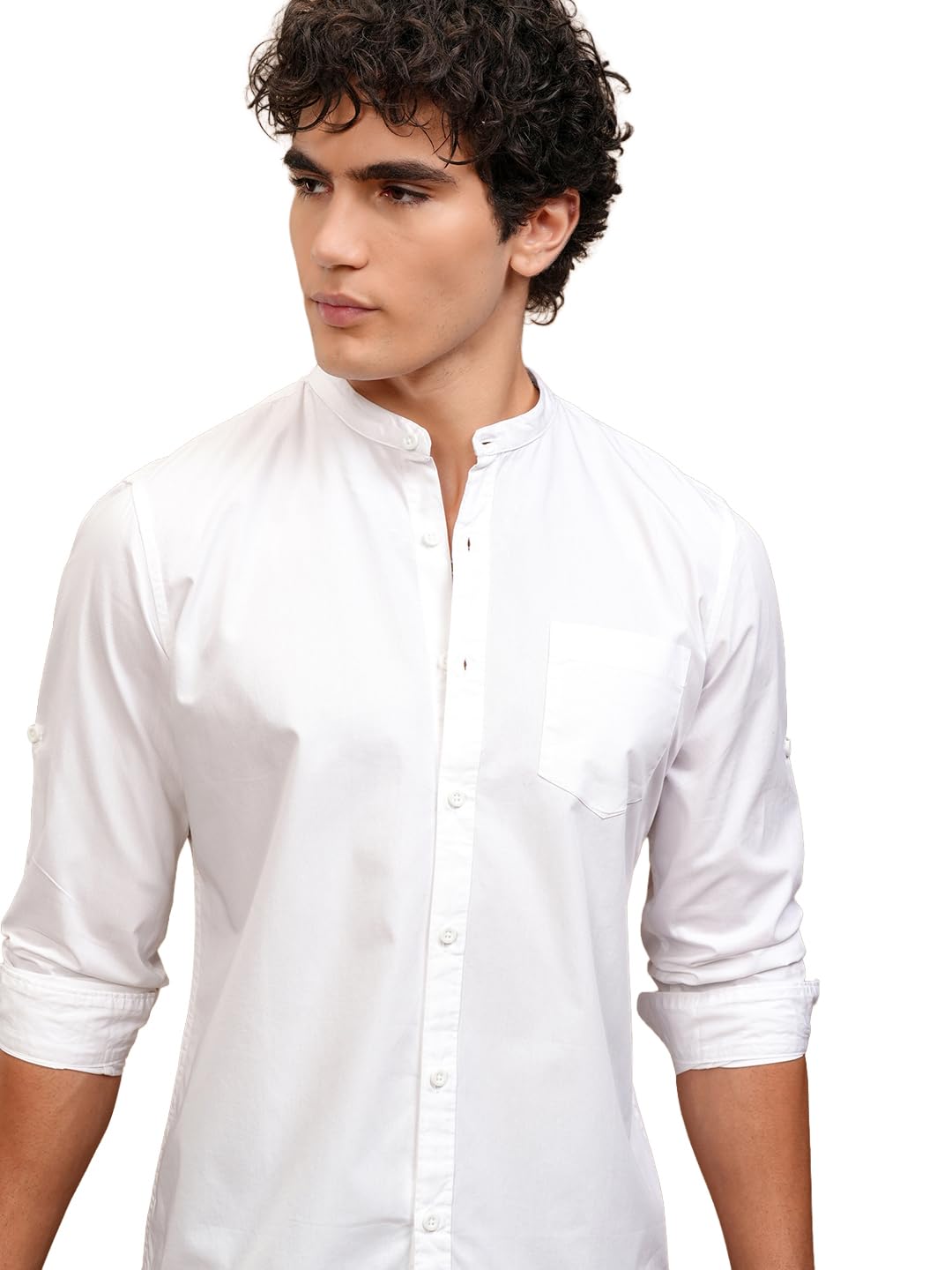highlander Men's Solid Slim Fit Shirt (HLSH013828_White 38)-picture-58