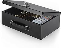 Vista 11 de xydled Caja fuerte resistente al fuego con cerradura de llave para almacenamiento de seguridad de objetos de valor, 12.8 x 8.5 x 4.5 pulgadas, arena