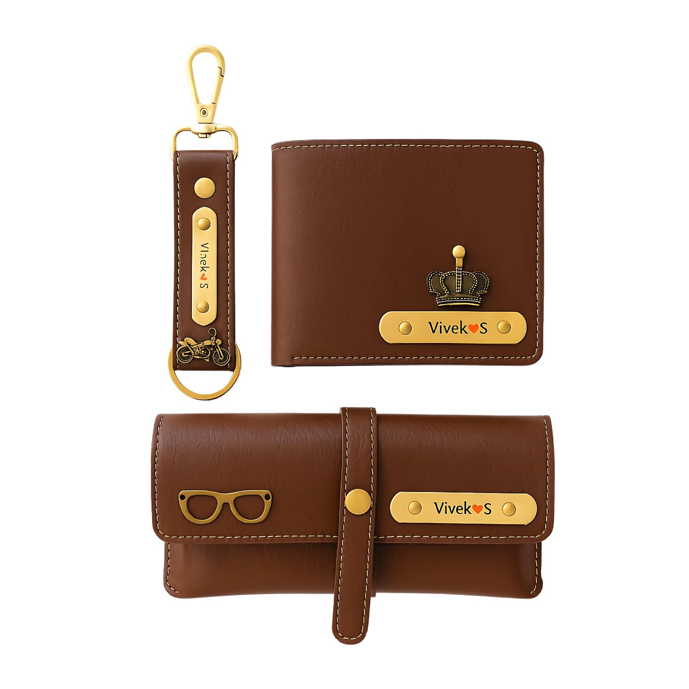 Personalized Wallet Set with Keychain and Glasses Case Combo Gift for Friend, Boyfriend,Husband,Father, Son | 3-Piece Gift Set-image-11