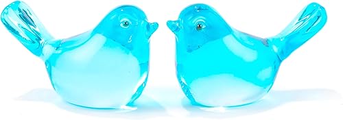 Qianwei 2 figuras coleccionables de pájaros de cristal, hechas a mano, de vidrio soplado, pájaros, animales, decoración del hogar, mesa de