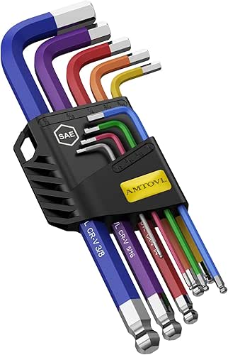 AMTOVL Hex Key Set, 9PCS Imperial Allen Key Set, 1/16-3/8Inch,