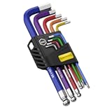 AMTOVL Hex Key Set&comma; 9PCS Imperial Allen Key Set&comma; 1&sol;16-3&sol;8Inch&comma; Long Ball End Hex Wrench Set&comma; Color Coding Hex Key Set for Vehicle&comma; and Bicycle Repairs