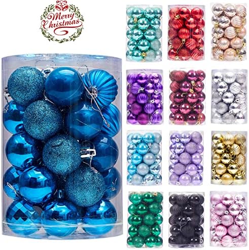 34ct Small Christmas Ball Ornaments Shatterproof Christmas Hanging Tree Decorative Balls for Party Holiday Wedding Decor Blue, 1.57",40mm