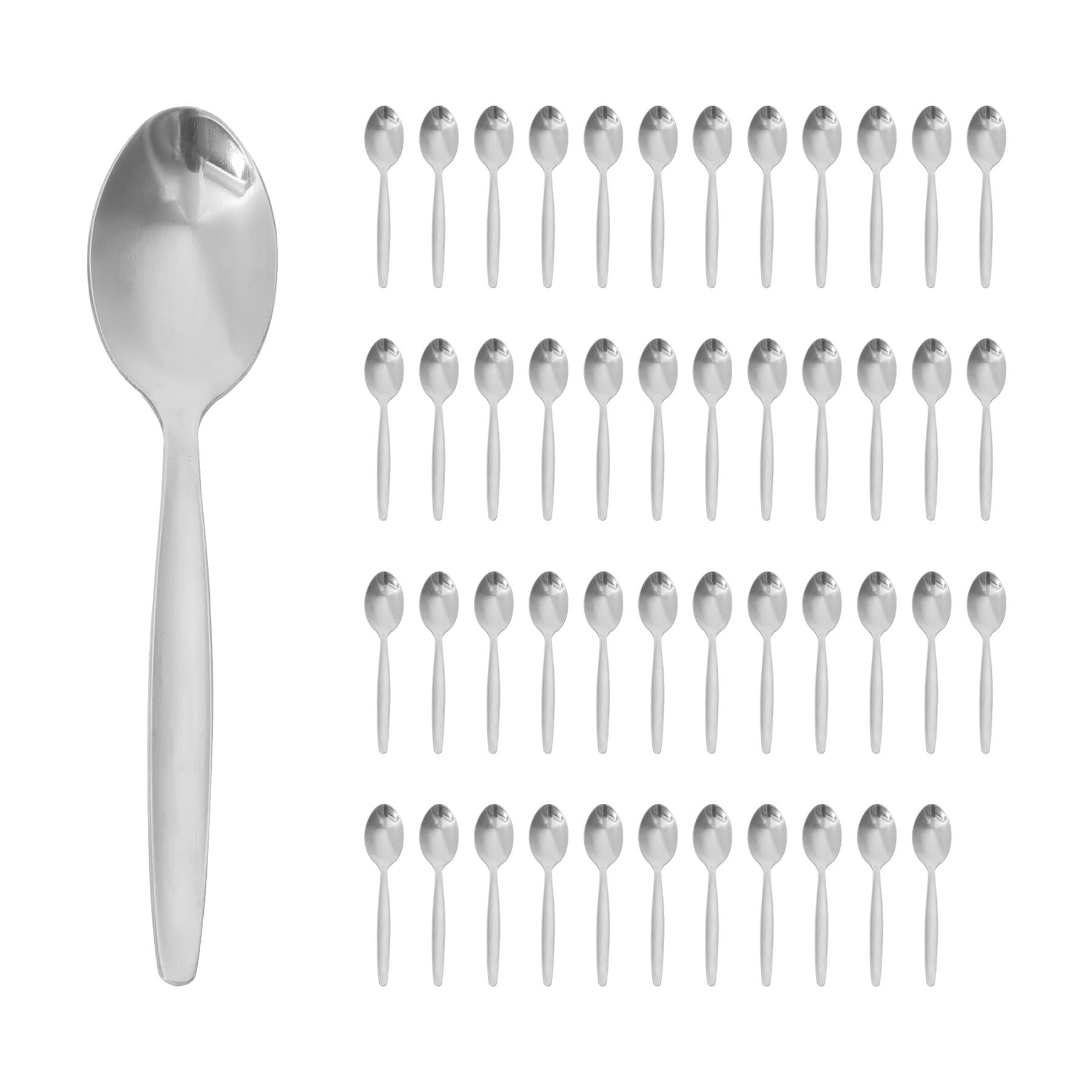 Argon Tableware 48x Teaspoons, Stainless Steel Dinner Cutlery Kitchen Table Tea Spoon Set Dishwasher Safe