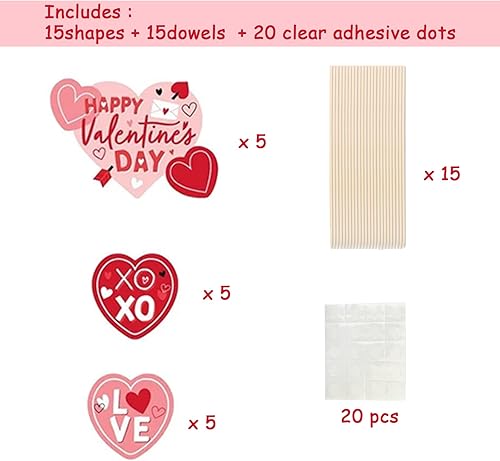 Miniatura 2 de 15 piezas de centros de mesa de San Valentín con diseño de palitos de feliz día de San Valentín, decoración de fiesta de San Valentín, centros de