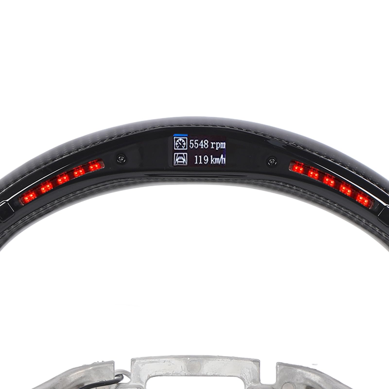 aqxreight Kierownica LED z Włókna Węglowego ze światłami i Wyświetlaczem Perforowana Skóra z Płaskim Dnem dla P703 2024+ Obroty, prędkość i wydajność w Czasie Rzeczywistym Śledzenie Wyścigów Lepsza