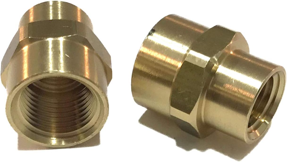 BRASS REDUCING COUPLING 3/8" X 1/4" FEMALE NPT FNPT FUEL/AIR/WATER/OIL/GAS WOG (QTY 05)