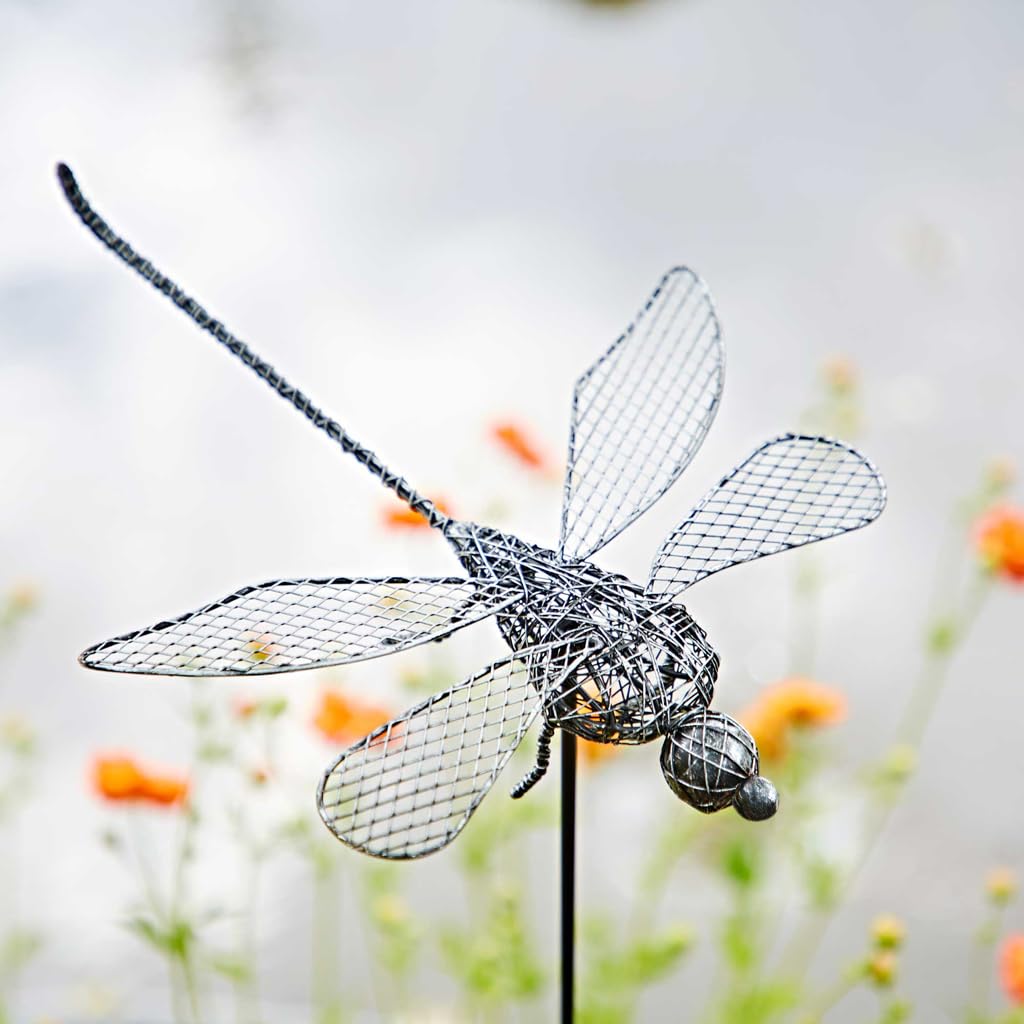 Paper High Black Anax Metal Dragonfly Garden Stake Decoration - Outdoor Decoration - Metal Sculpture - Garden Accessory - For The Garden - Flowerbed Décor