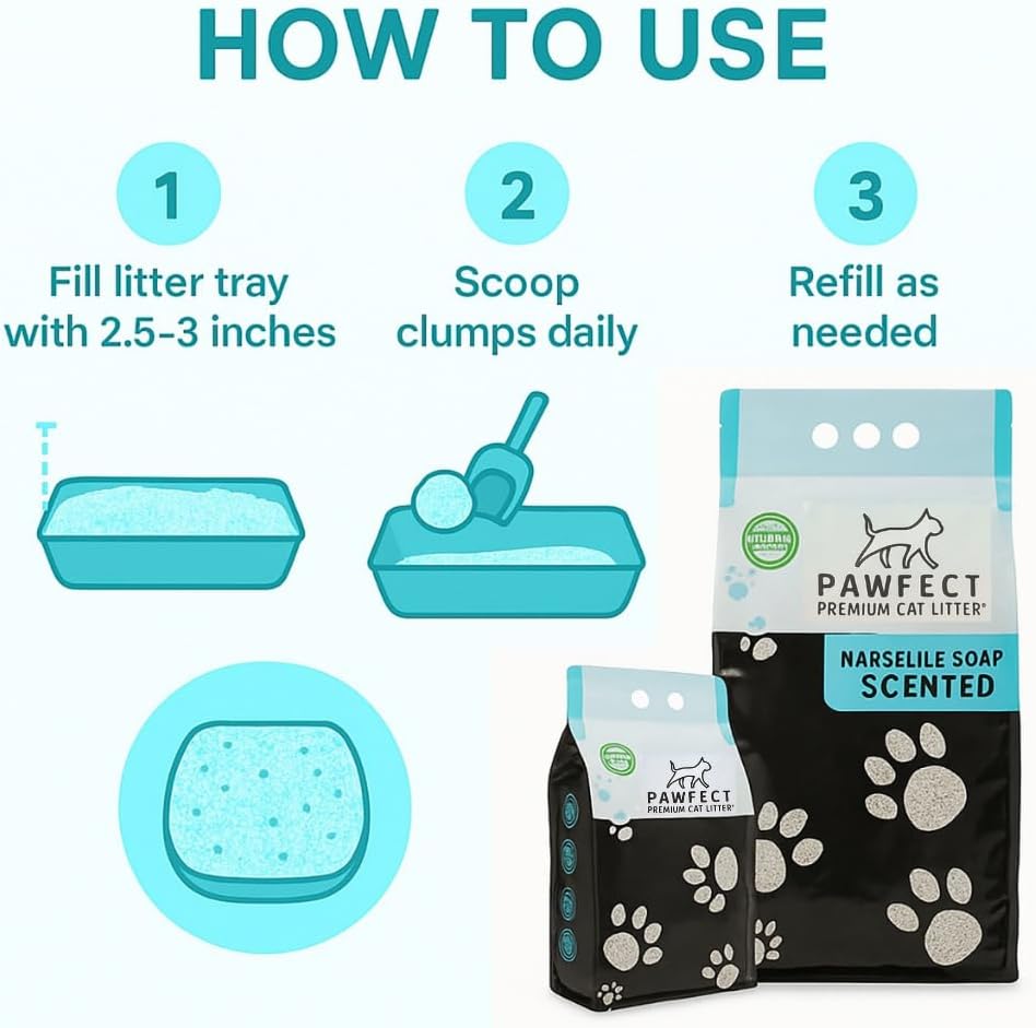 Marseille Soap Scented Clumping Cat Litter – 37.8 lb / 20L, Dust-Free, Odor Control, Multi-Cat Formula