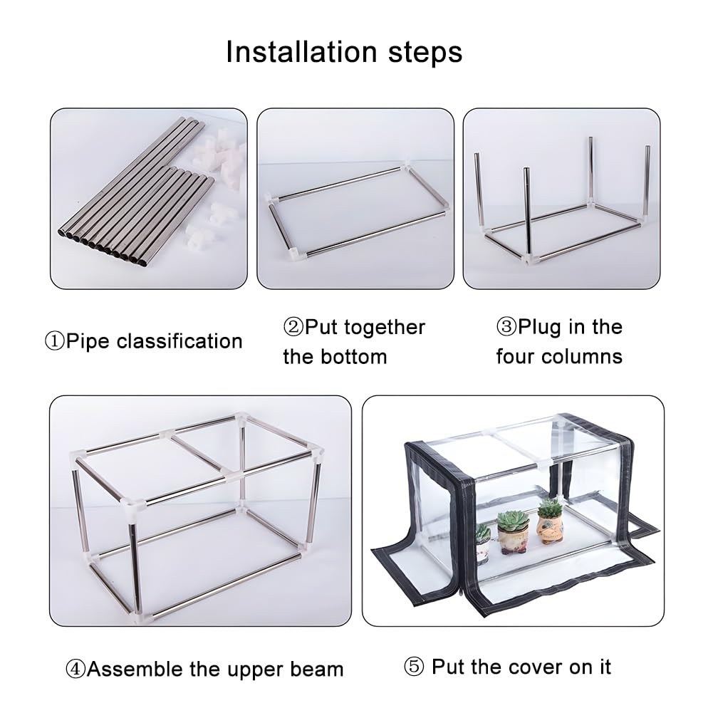 Zfmnoyev Mini Serre, Serre Portable pour Le Jardin, Tente pour Fleurs avec Couverture en PVC Transparent Et Cadre en Acier Inoxydable, pour L'intérieur Et L'extérieur(70x60x50 cm/28x24x20 in)