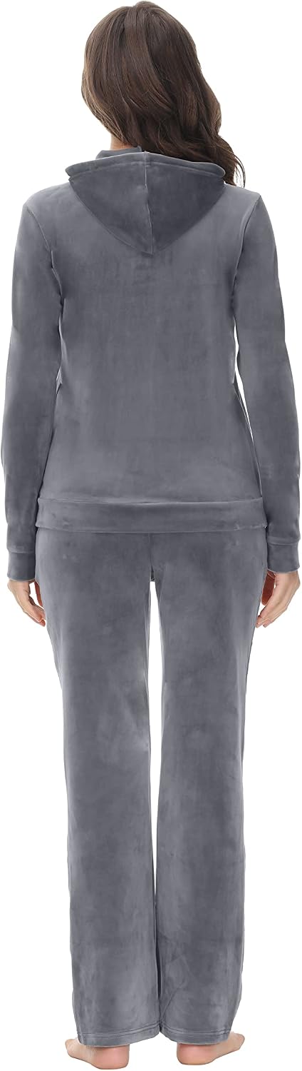 COZZYON Velour Tracksuit Womens 2 Piece Velvet Sweatsuits Set Full Zip Hoodie Sweatpant Set