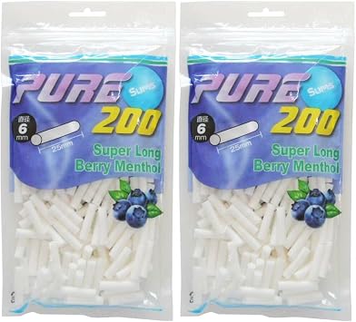 Pure Pure Slim Super Long Flavor Filter Vanilla Berrymentho 200 Pack 2 Pack Smoking Tools Hand Wind berry2