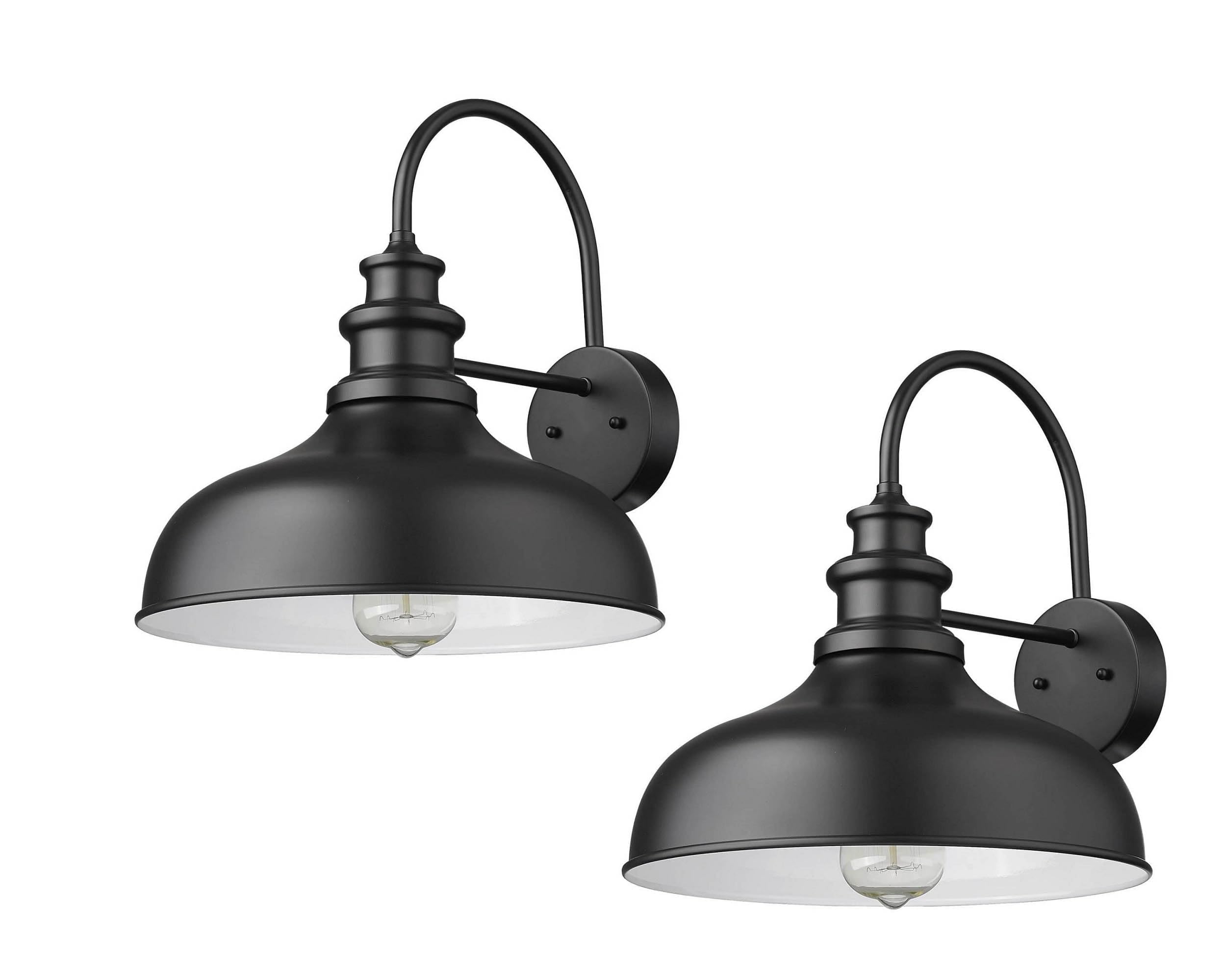 Bestshared Outdoor Farmhouse Barn Lights, 2 Pack 11.4 Inch Dome Porch Wall Sconces, Weather Resistant Exterior Lighting Fixture, E26 Socket Outdoor