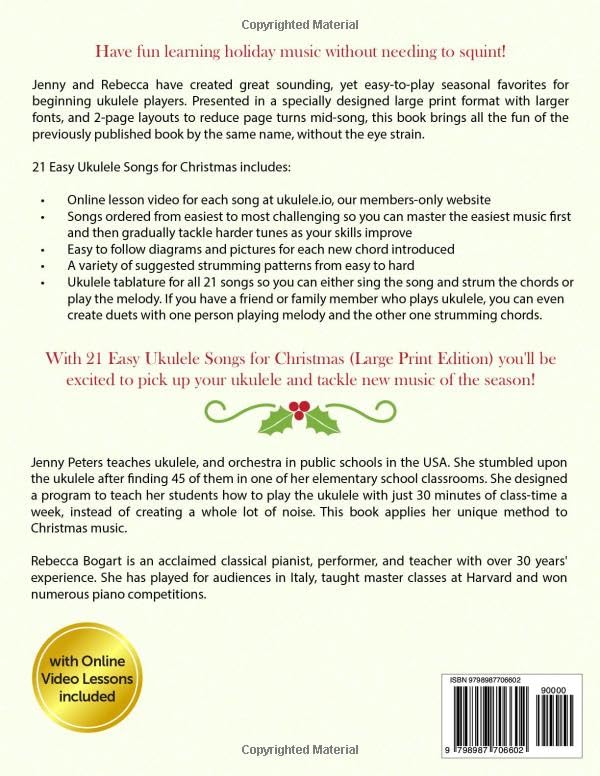 21 Easy Ukulele Songs for Christmas: Learn Traditional Holiday Classics For Solo Ukelele with Songbook of Sheet Music + Video Access (Beginning Ukulele Songs) - Image 2