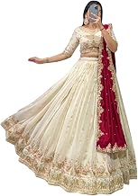 piludi Women's Vichitra Silk Embroidered Semi Stitched Lehenga Choli With Dupatta