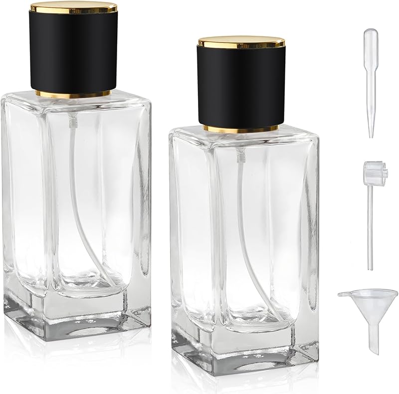 Frascos de perfume em vidro com spray Yerpkefey 50 mL, pacote com 2